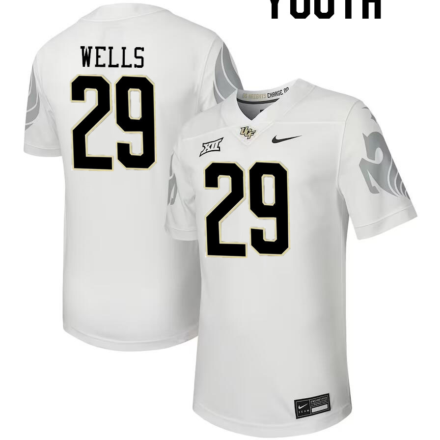 Youth #29 William Wells UCF Knights Big 12 Conference College Football Jerseys Stitched-Black